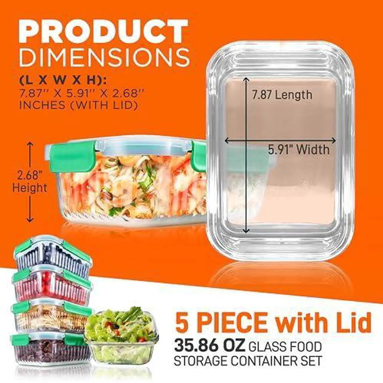 NutriChef Glass Food Storage Containers - Thumbnail 3