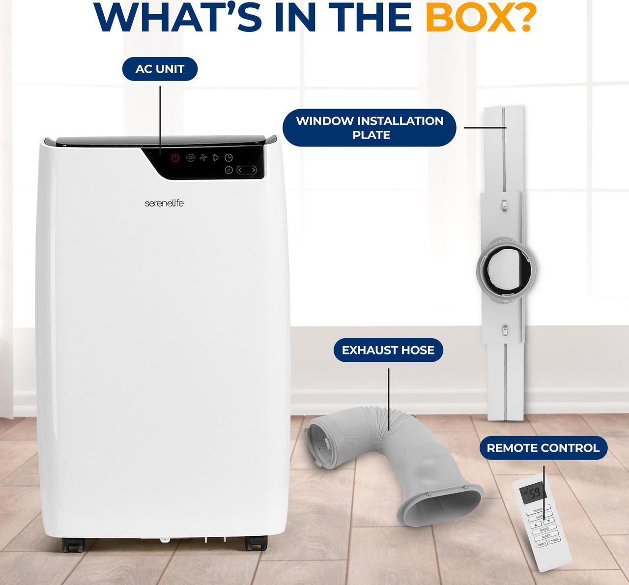 Alt view image 7 of 7 - Serene Life Single Duct Portable Air Conditioner and Heater - 14000 BTU Cooling Capacity (ASHRAE) Compact Home A/C Cooling and Heating Unit with Smart Wi-Fi control, Built-in Dehumidifier & Fan Modes.