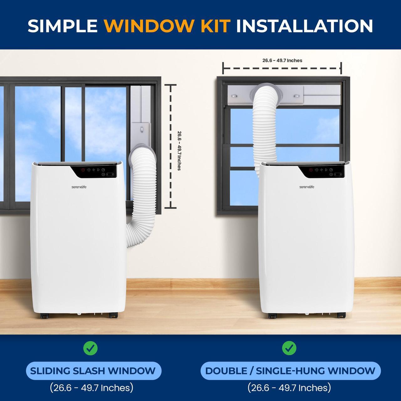 Alt view image 4 of 7 - Serene Life Single Duct Portable Air Conditioner and Heater - 14000 BTU Cooling Capacity (ASHRAE) Compact Home A/C Cooling and Heating Unit with Smart Wi-Fi control, Built-in Dehumidifier & Fan Modes.
