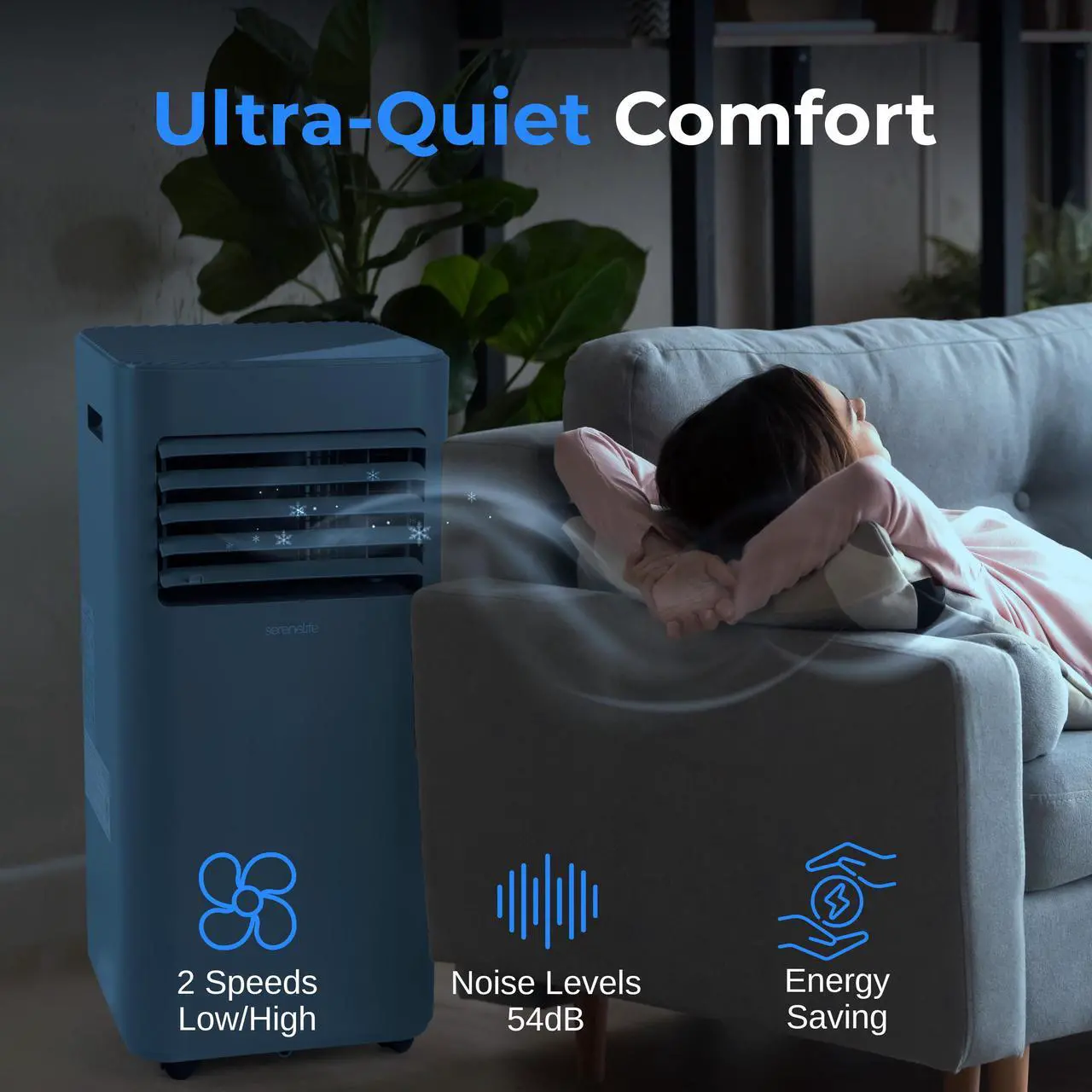Alt view image 4 of 7 - Serene Life Portable Air Conditioner - 8000 BTU Cooling Capacity (ASHRAE) Compact Home A/C Cooling Unit with Built-in Dehumidifier & Fan Modes, Includes Window Mount Kit (Gray)