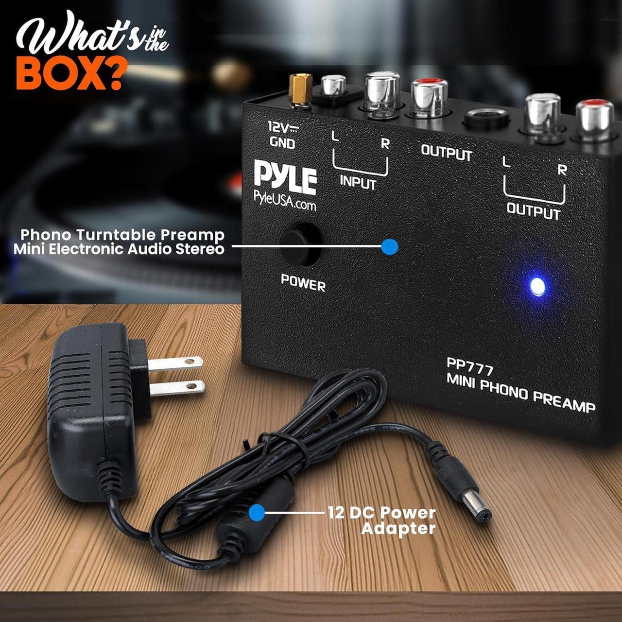 Alt view image 2 of 7 - Pyle Phono Turntable Preamp - Mini Stereo Preamplifier with RCA Input, RCA/1/4" Output, Low Noise Operation - 12V DC Adapter PP777