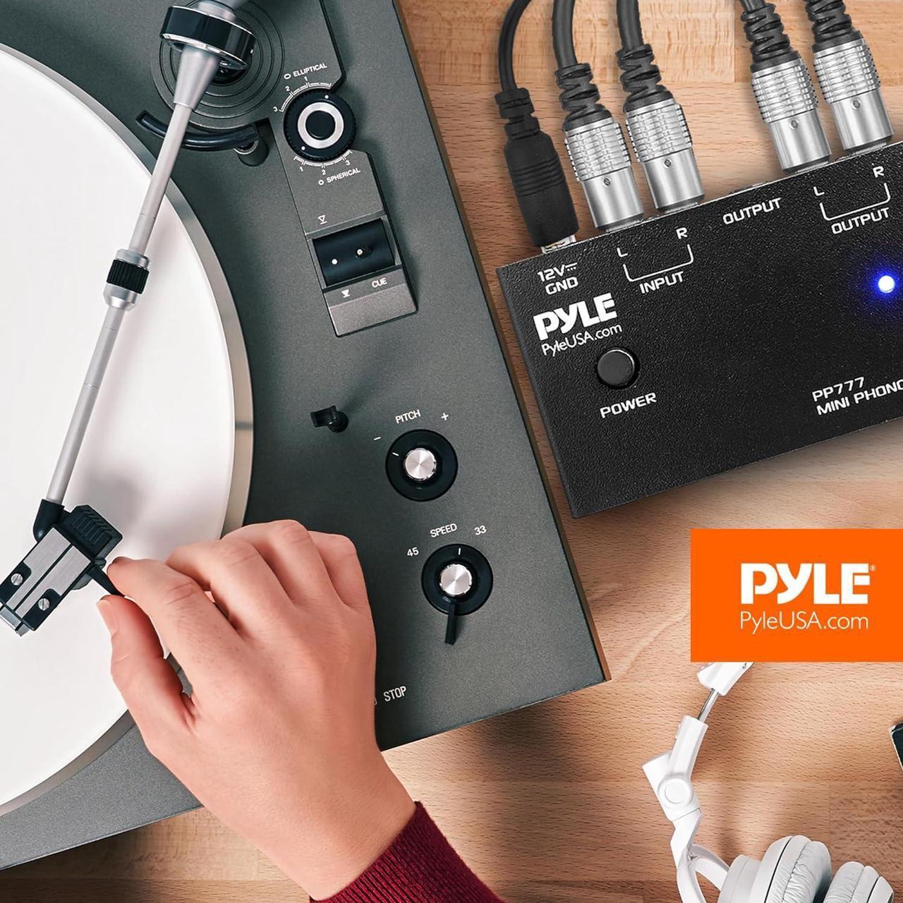 Alt view image 4 of 7 - Pyle Phono Turntable Preamp - Mini Stereo Preamplifier with RCA Input, RCA/1/4" Output, Low Noise Operation - 12V DC Adapter PP777