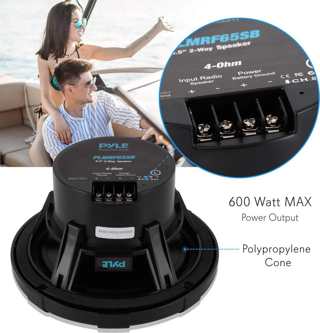 Alt view image 3 of 7 - Pyle 6.5 Waterproof Marine Speakers with Wireless RF Streaming - Dual Coaxial Speakers for Boat, Car, and Off-Road Use - PLMRF65SB
