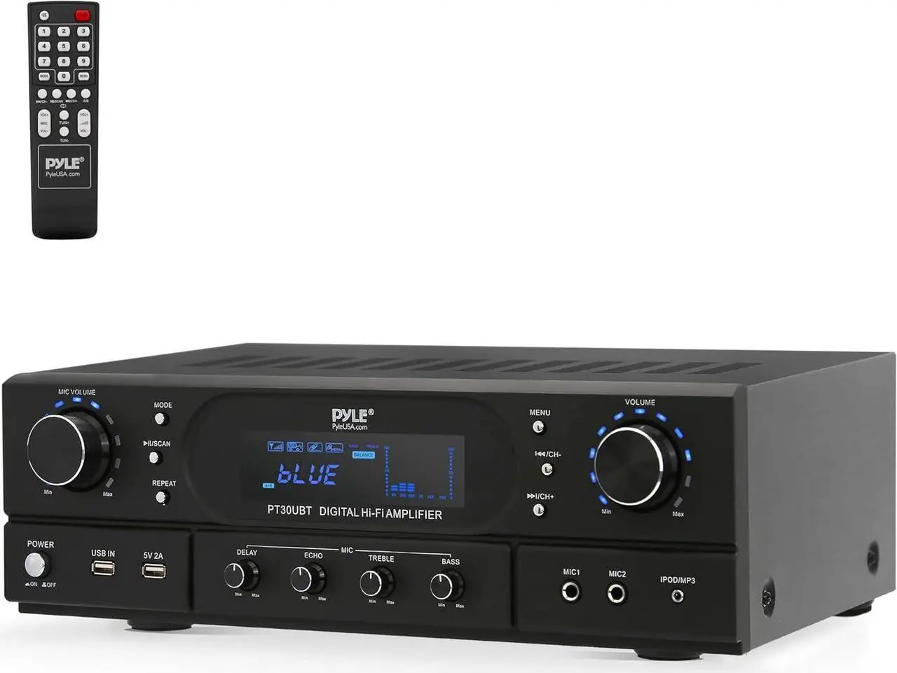 Main image of Pyle Home Theater Wireless BT Streaming Receiver Amplifier - 2x30W Dual Channel System with MP3/USB/FM Radio