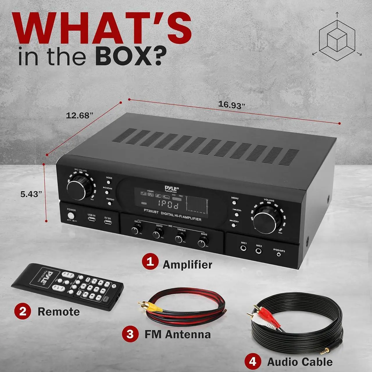 Alt view image 3 of 7 - Pyle Home Theater Wireless BT Streaming Receiver Amplifier - 2x30W Dual Channel System with MP3/USB/FM Radio
