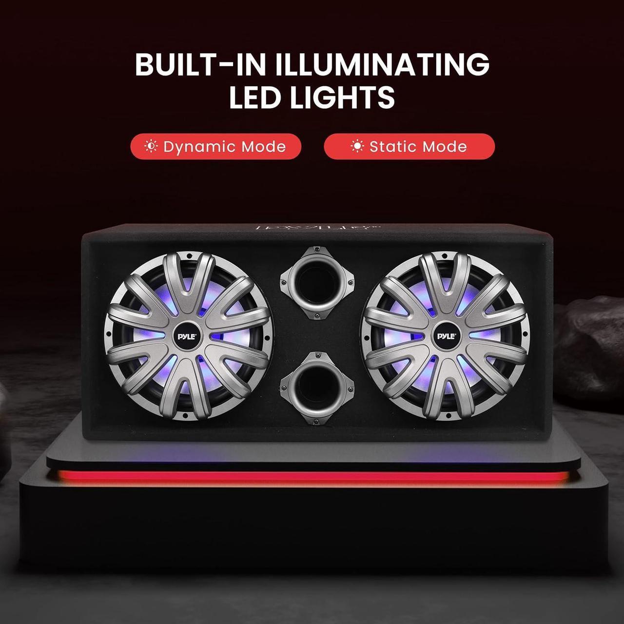 Alt view image 6 of 7 - Pyle 12'' Dual Subwoofer Box System - Rear Vented Design with LED Lights - PLBS122LE