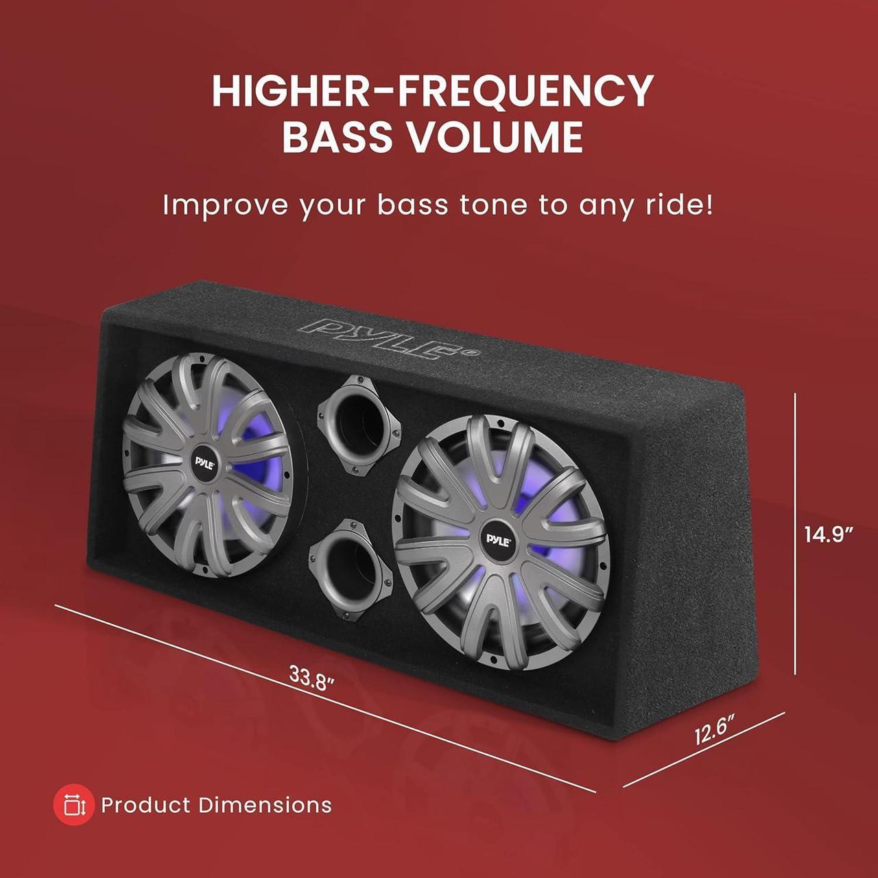 Alt view image 2 of 7 - Pyle 12'' Dual Subwoofer Box System - Rear Vented Design with LED Lights - PLBS122LE