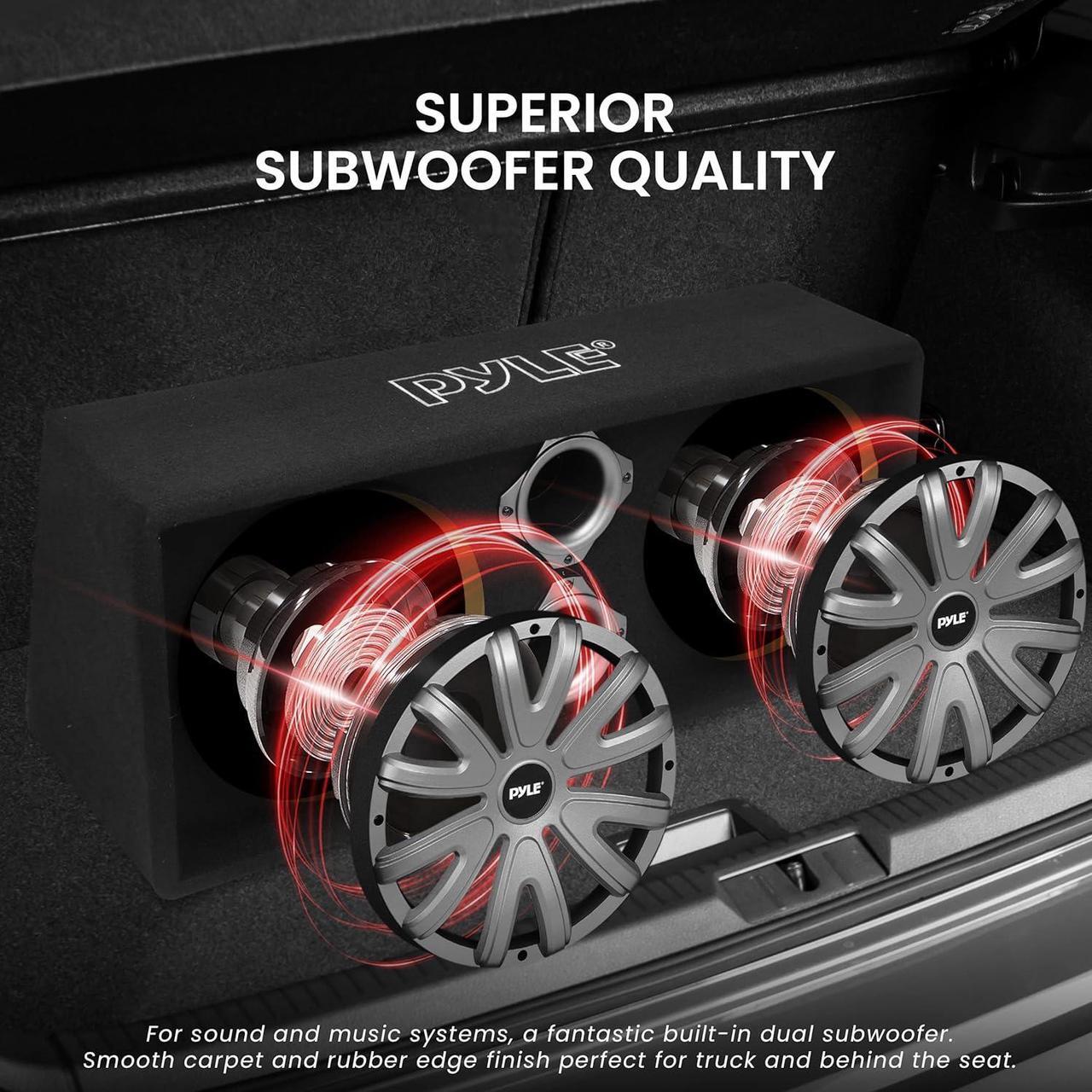 Alt view image 3 of 7 - Pyle 12'' Dual Subwoofer Box System - Rear Vented Design with LED Lights - PLBS122LE