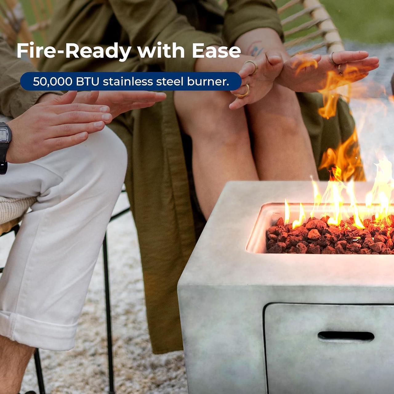 Alt view image 3 of 7 - SereneLife Propane Gas Fire Pit Table - 50,000 BTU with Cover for Outdoor Use - SLNFCNY78