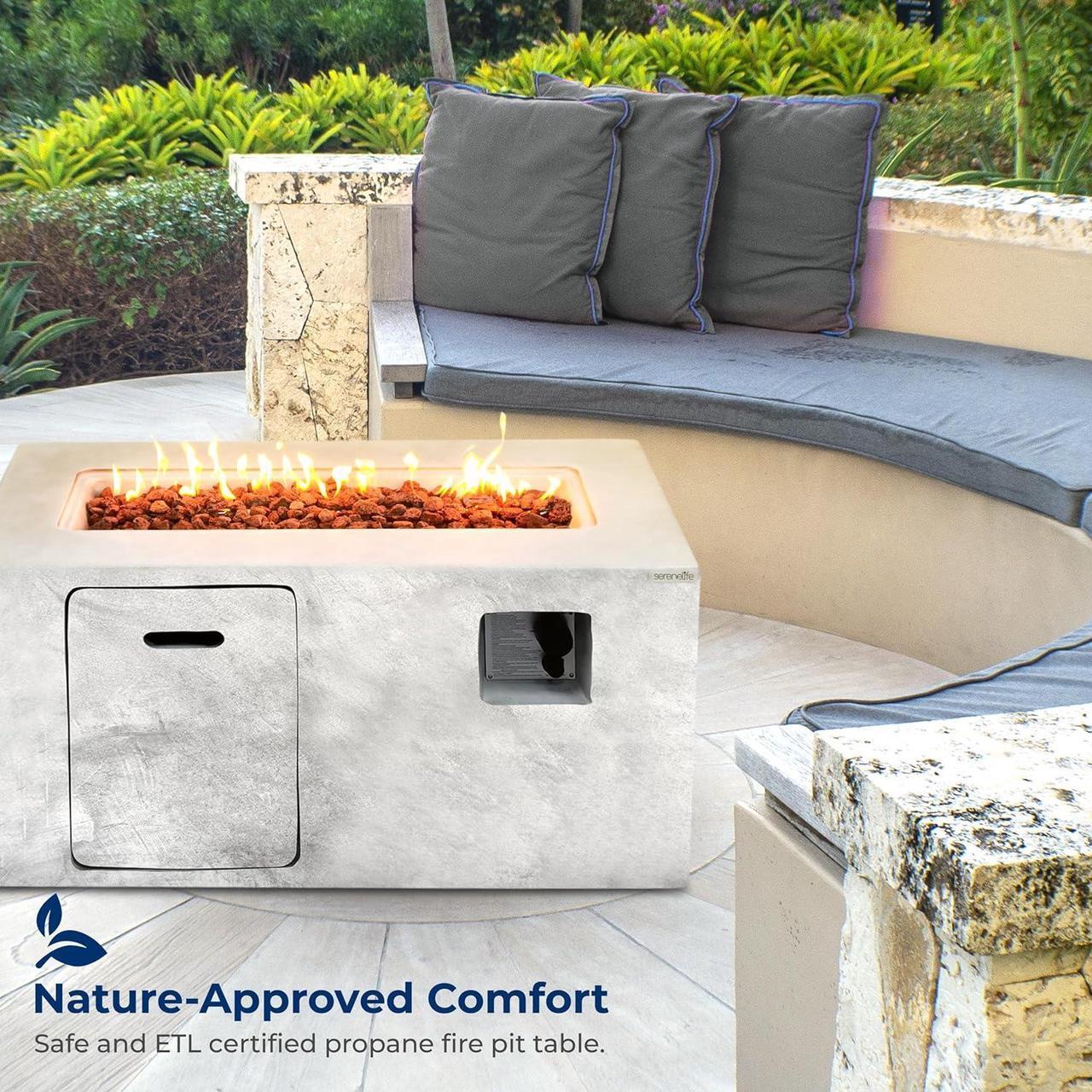 Alt view image 5 of 7 - SereneLife Propane Gas Fire Pit Table - 50,000 BTU with Cover for Outdoor Use - SLNFCNY78