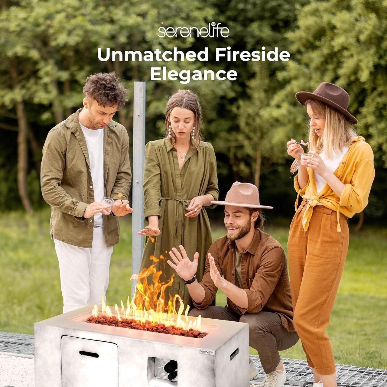 Alt view image 7 of 7 - SereneLife Propane Gas Fire Pit Table - 50,000 BTU with Cover for Outdoor Use - SLNFCNY78