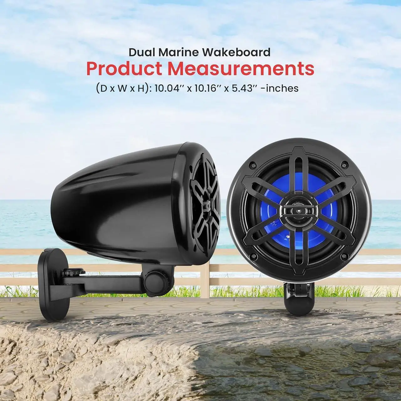 Alt view image 7 of 7 - Pyle 4" Waterproof Marine UTV Off-Road Speakers, 2-Way Full-Range Stereo Sound, 150W Max Power - Black (PLMRWK49BK)