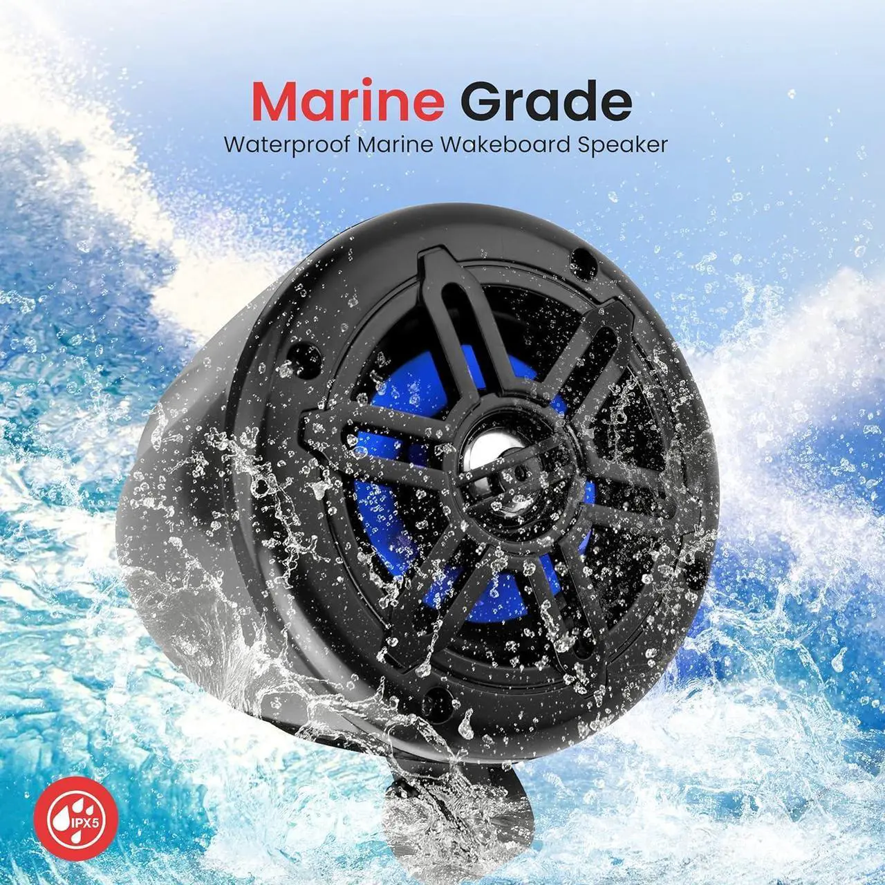 Alt view image 6 of 7 - Pyle 4" Waterproof Marine UTV Off-Road Speakers, 2-Way Full-Range Stereo Sound, 150W Max Power - Black (PLMRWK49BK)