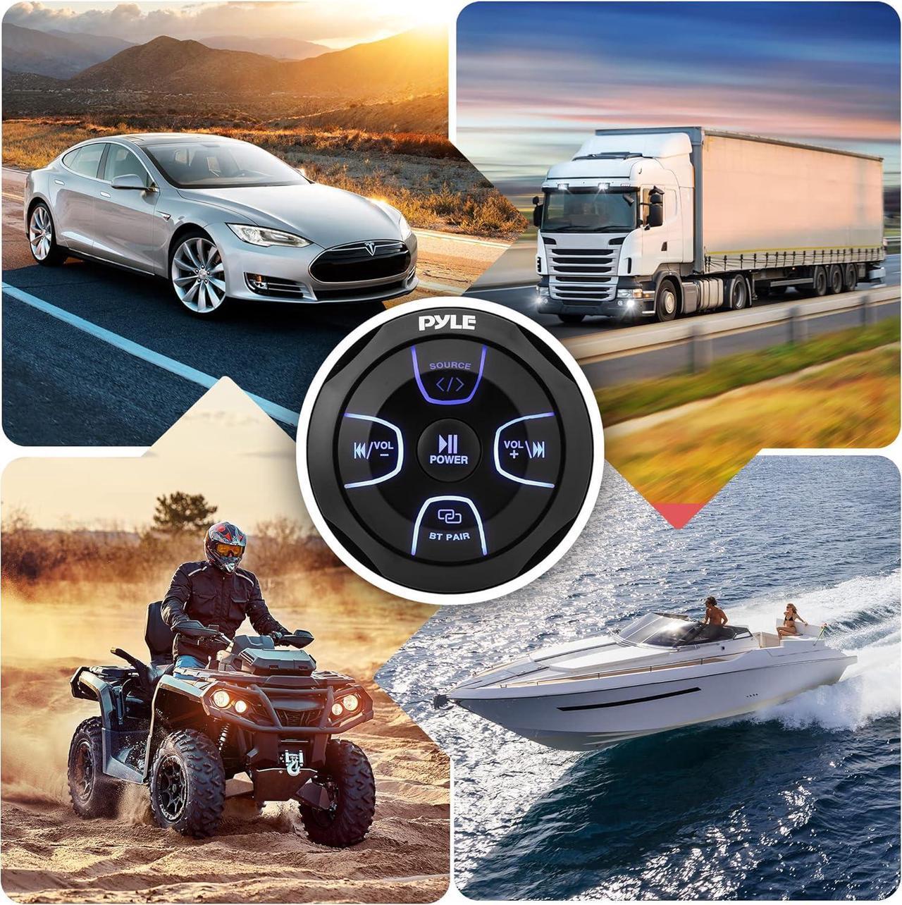 Alt view image 2 of 7 - Pyle Amplified Wireless Bluetooth Audio Controller - Waterproof Marine Receiver for Car, Truck, Boat, 4x4 (300 Watt)