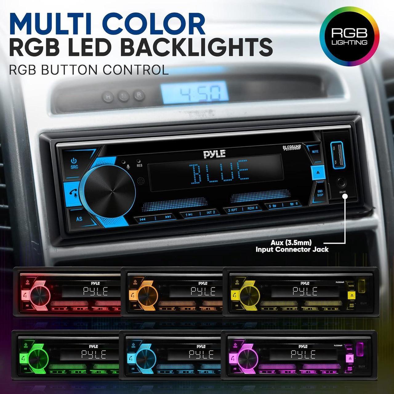 Alt view image 3 of 7 - Pyle Bluetooth CD/MP3 Radio Receiver - PLCD54MP, Single DIN, AM/FM, USB/AUX, 300W