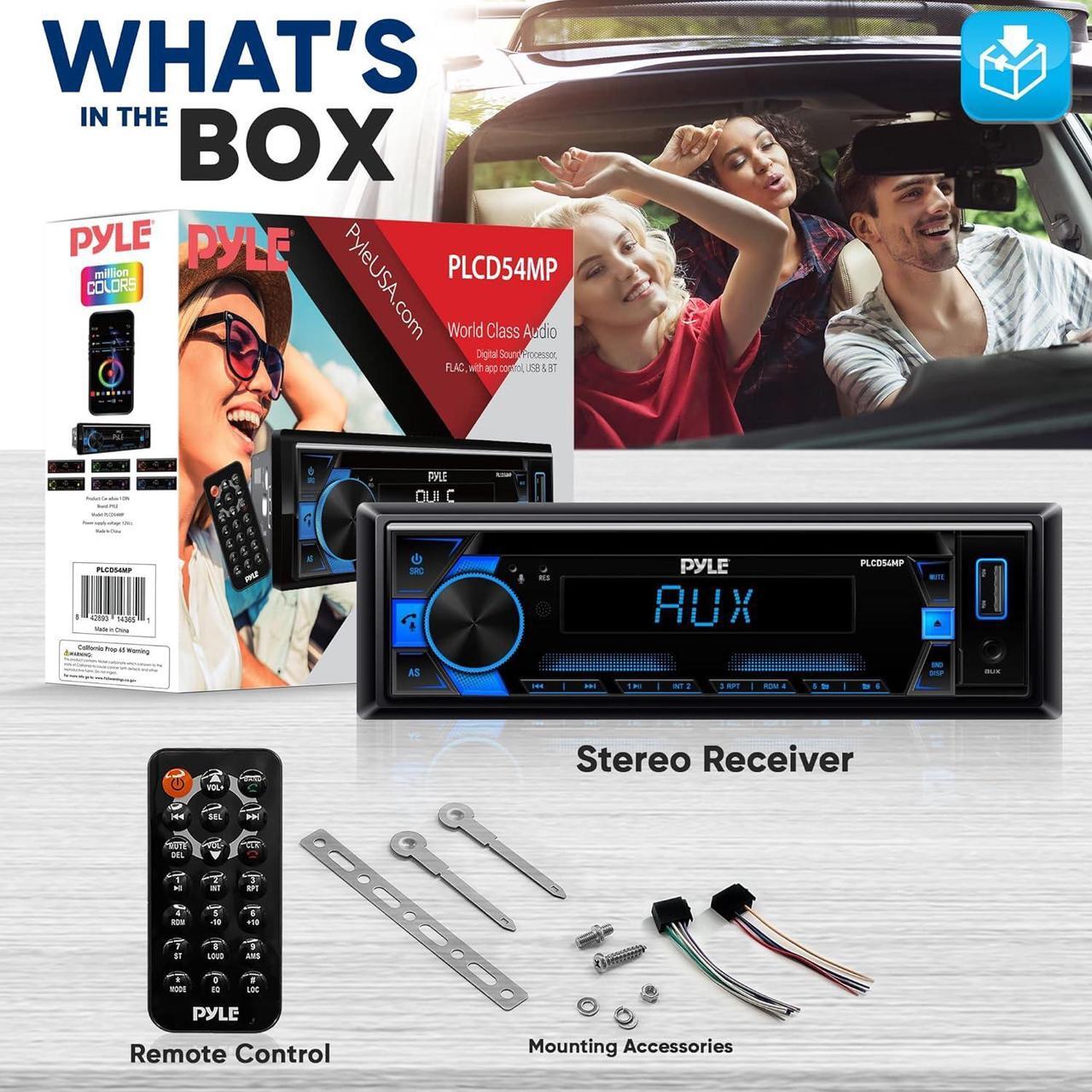 Alt view image 4 of 7 - Pyle Bluetooth CD/MP3 Radio Receiver - PLCD54MP, Single DIN, AM/FM, USB/AUX, 300W