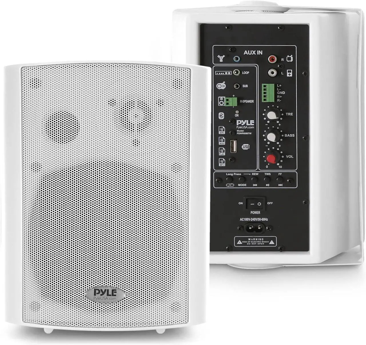 Main image of Pyle 6.5'' Pro-Active Wireless Bluetooth Streaming Wall Mount Speakers - 100W Pair (White) PDWR69BTW