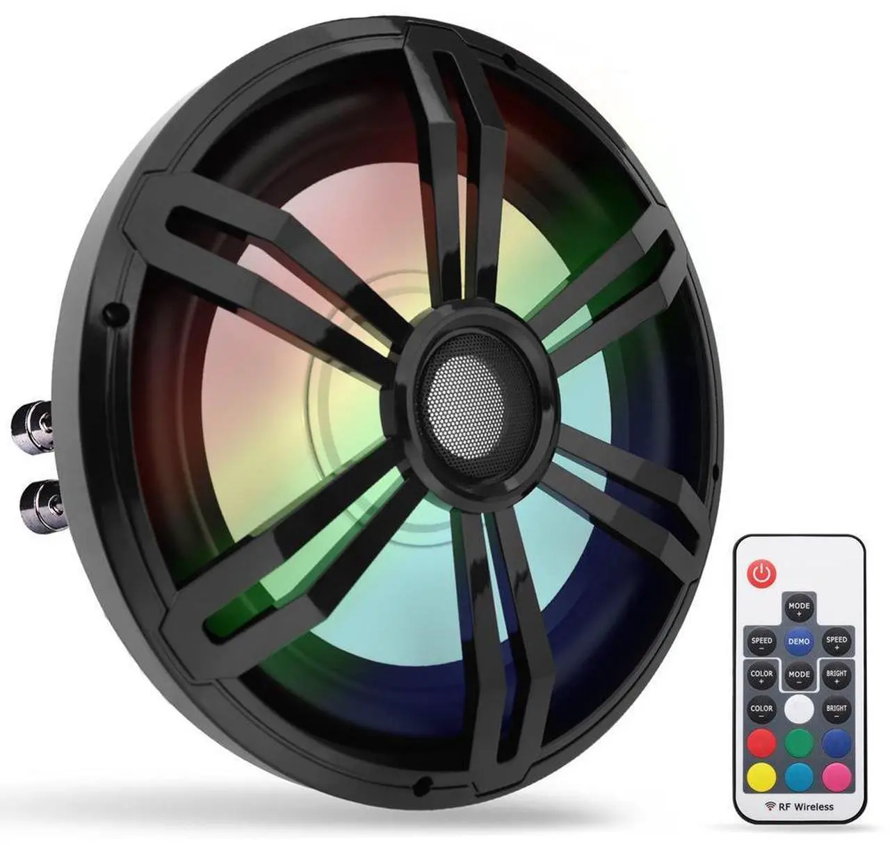 Pyle 12'' Slim Waterproof Subwoofer with Multi-Color RGB Lights ...