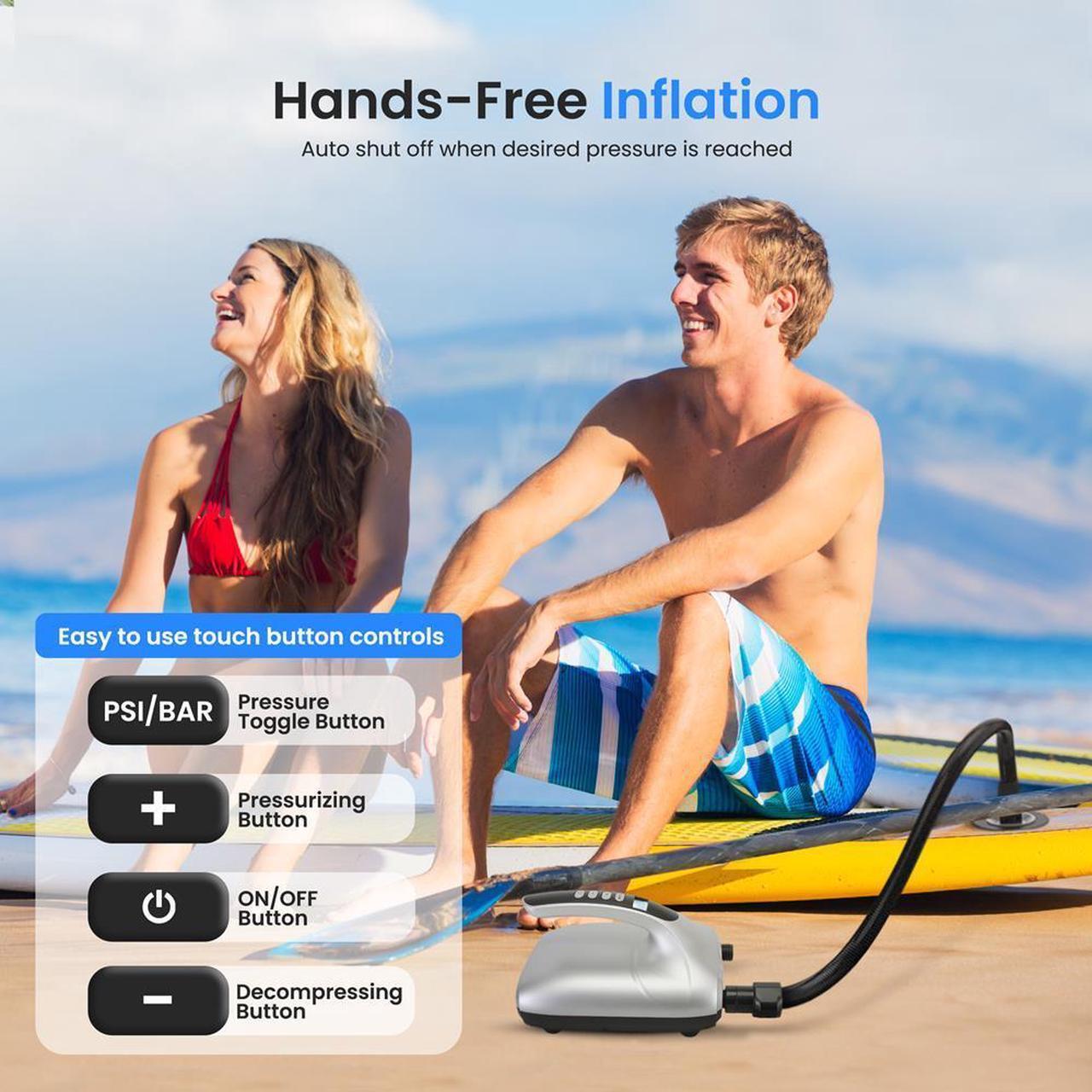 Alt view image 6 of 7 - SereneLife Electric SUP Pump - Air Inflator & Deflator for Paddle Boards & Water Sport Inflatables, 20 PSI, 12V DC, SKU SLPUMP30
