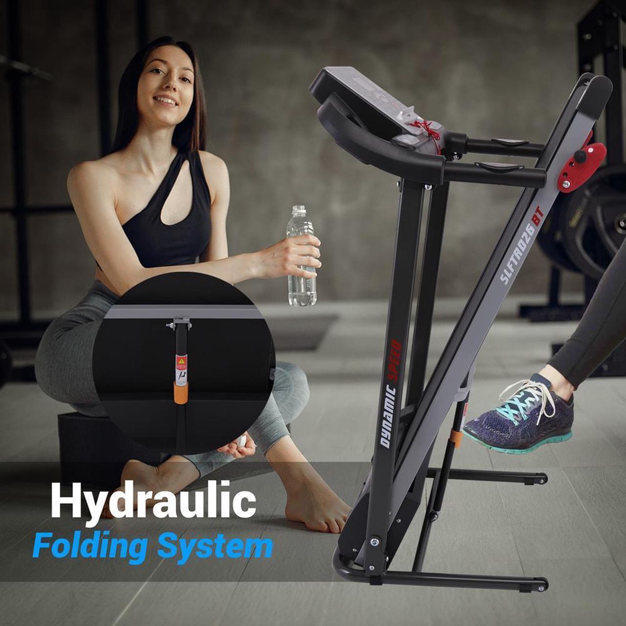 Alt view image 7 of 7 - SereneLife Folding Motorized Treadmill - Bluetooth, 12 Pre-set Programs, LCD Display (SLFTRD26BT)