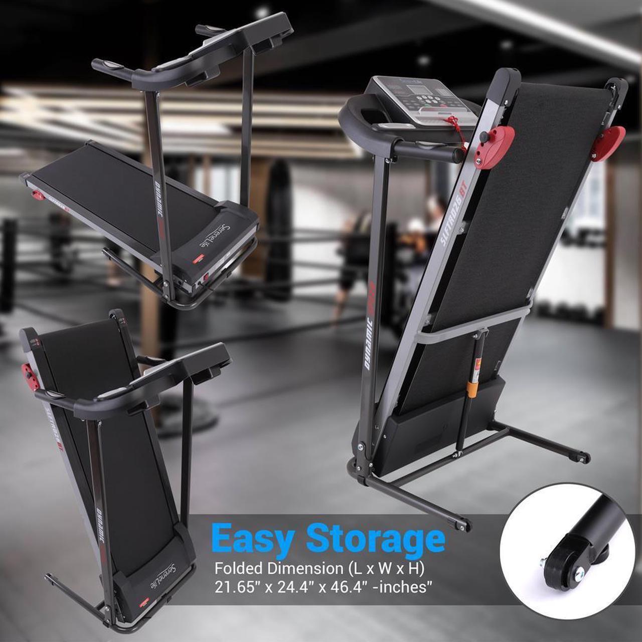 Alt view image 4 of 7 - SereneLife Folding Motorized Treadmill - Bluetooth, 12 Pre-set Programs, LCD Display (SLFTRD26BT)