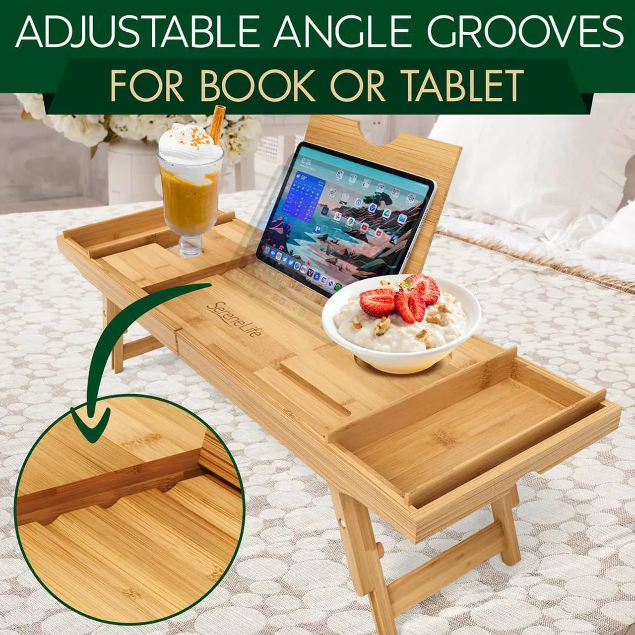 SereneLife Bath Caddy Tray - Thumbnail 4