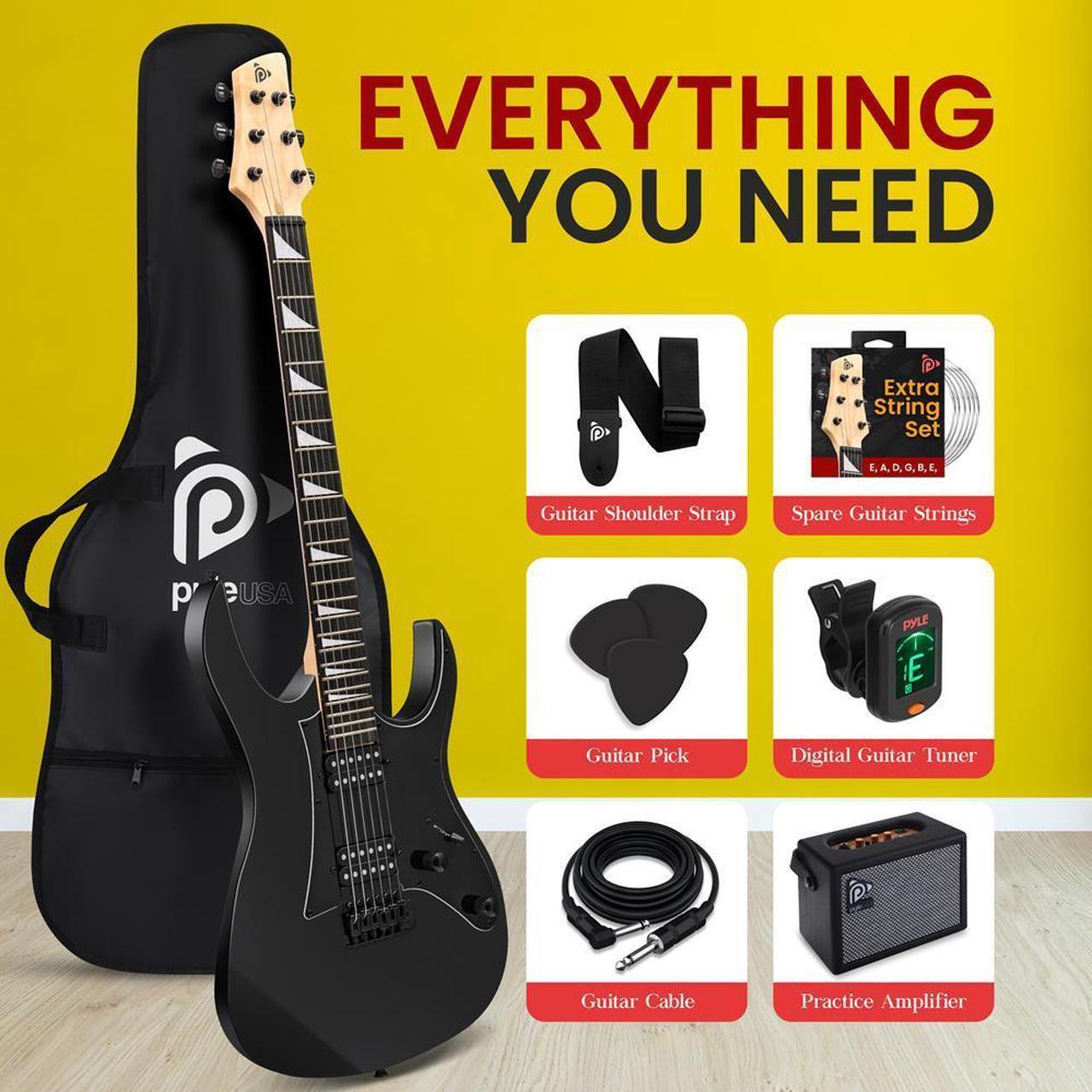 Alt view image 6 of 7 - Pyle 38.7" Prog Rock Electric Guitar & Amp Kit - Black - PEGKT781BK