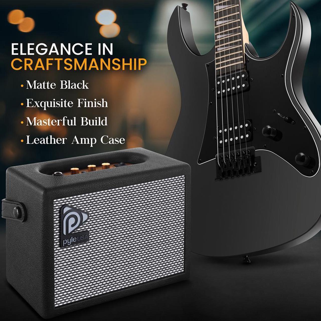 Alt view image 3 of 7 - Pyle 38.7" Prog Rock Electric Guitar & Amp Kit - Black - PEGKT781BK