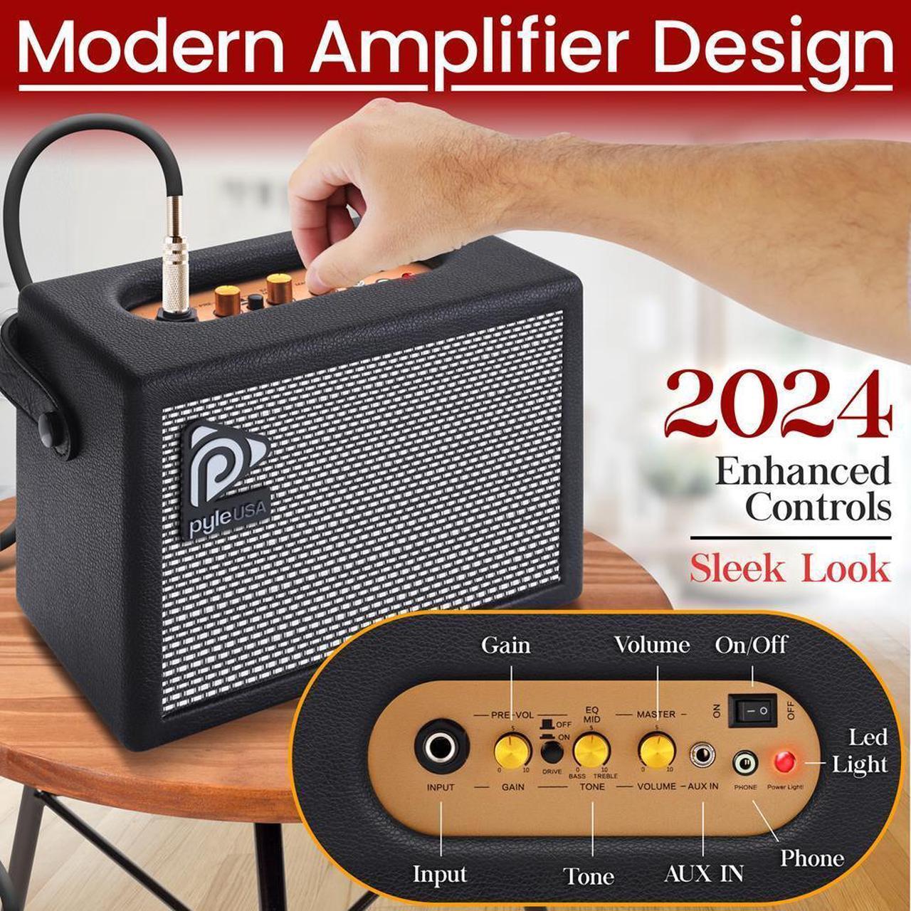 Alt view image 4 of 7 - Pyle 38.7" Prog Rock Electric Guitar & Amp Kit - Black - PEGKT781BK