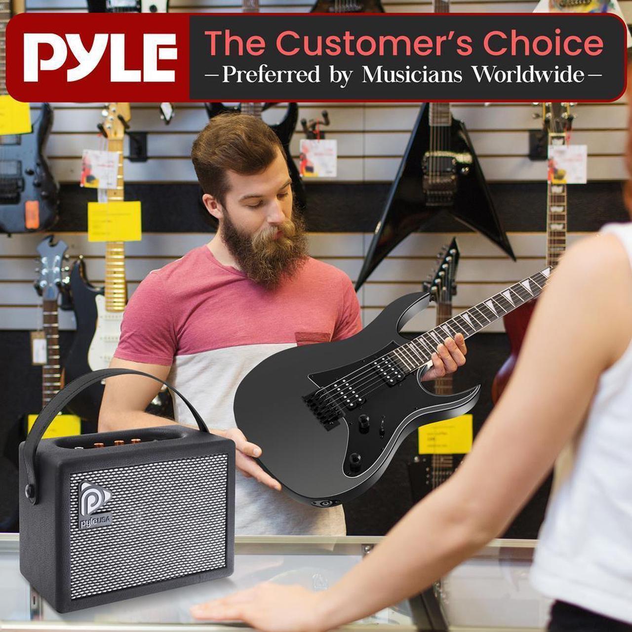 Alt view image 2 of 7 - Pyle 38.7" Prog Rock Electric Guitar & Amp Kit - Black - PEGKT781BK