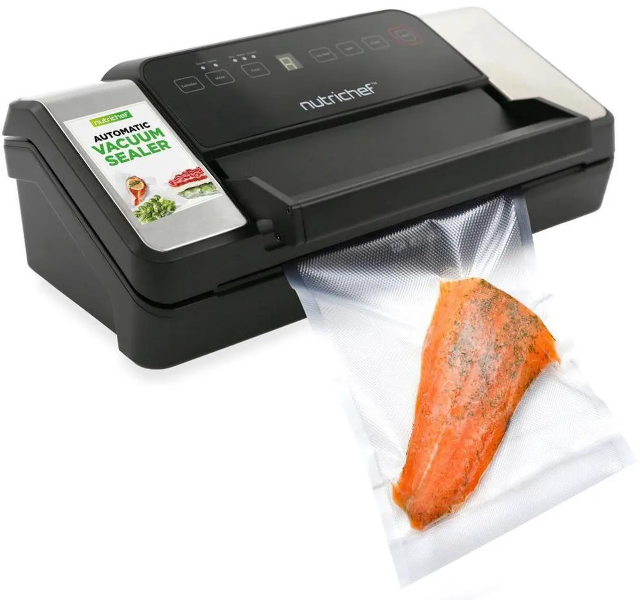 Main image of NutriChef Deluxe Vacuum Sealer - Automatic Food Preserver with Double Sealing Function (PKVS90BK, Black)