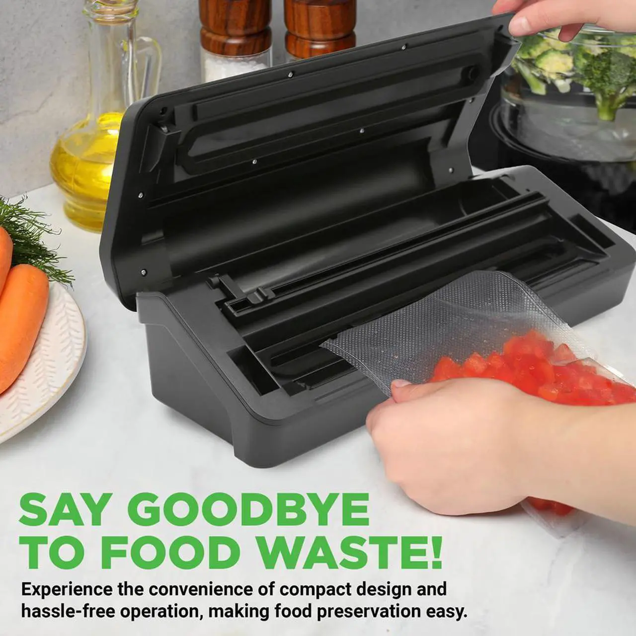 Alt view image 4 of 7 - NutriChef Deluxe Vacuum Sealer - Automatic Food Preserver with Double Sealing Function (PKVS90BK, Black)