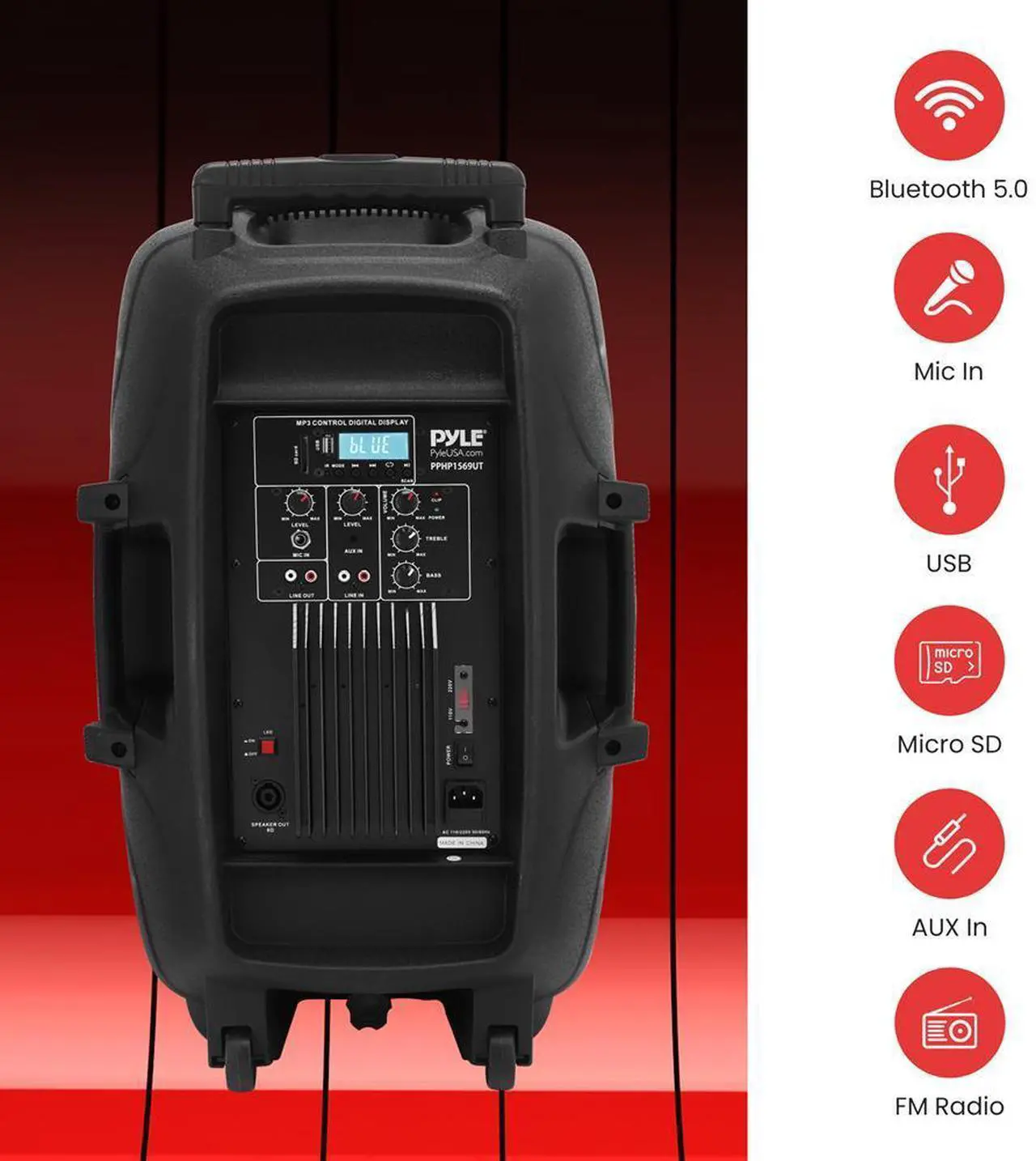 Alt view image 3 of 7 - Pyle 15 Active & Passive PA Speaker System - 500W, Bluetooth, Mic, Stands (PPHP1569UT)