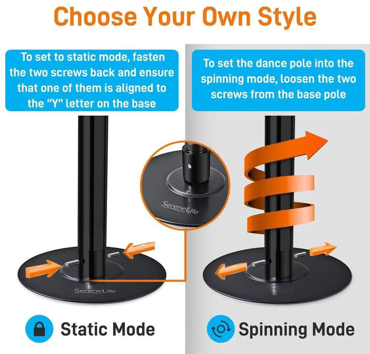 SereneLife Spinning Dance Pole - Thumbnail 4
