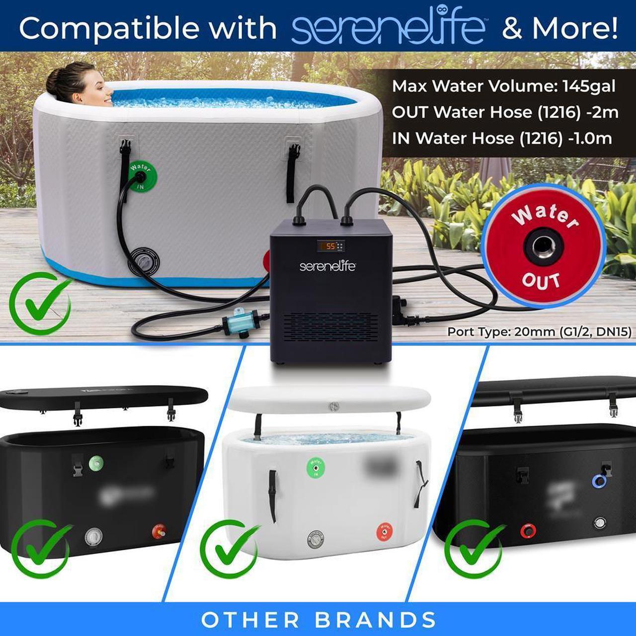 Alt view image 7 of 7 - SereneLife Cold Plunge Water Chiller - 1200W 1/2 HP Cooling System (SLWTRCHLR110)