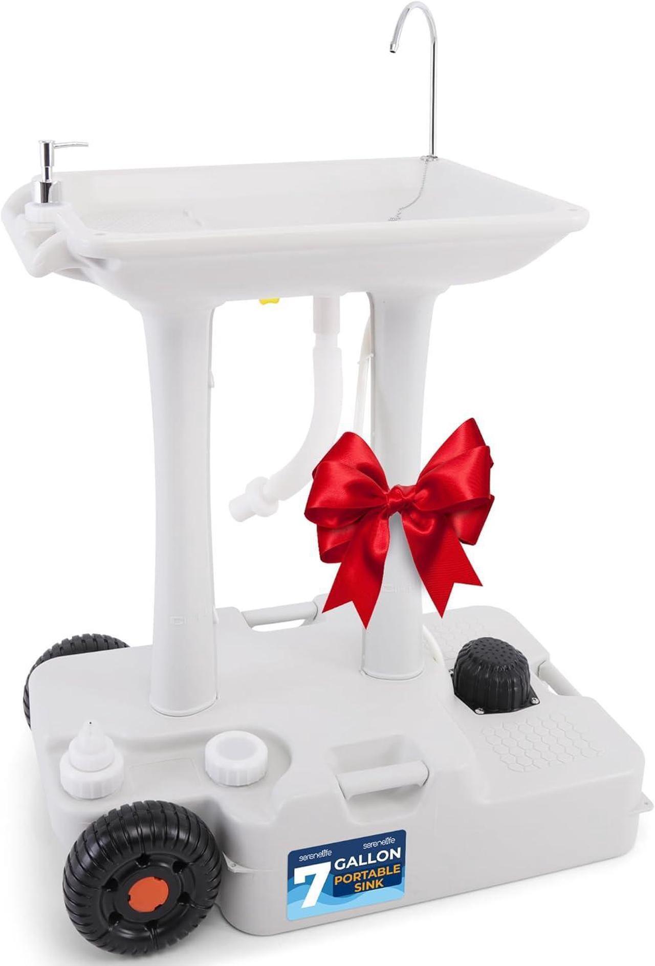 Main image of SereneLife Portable Handwash Sink - Mobile Foot-Pump Water Faucet Washing Station, 7+ Gal. Capacity, Includes Soap Dispenser & Drain Hose