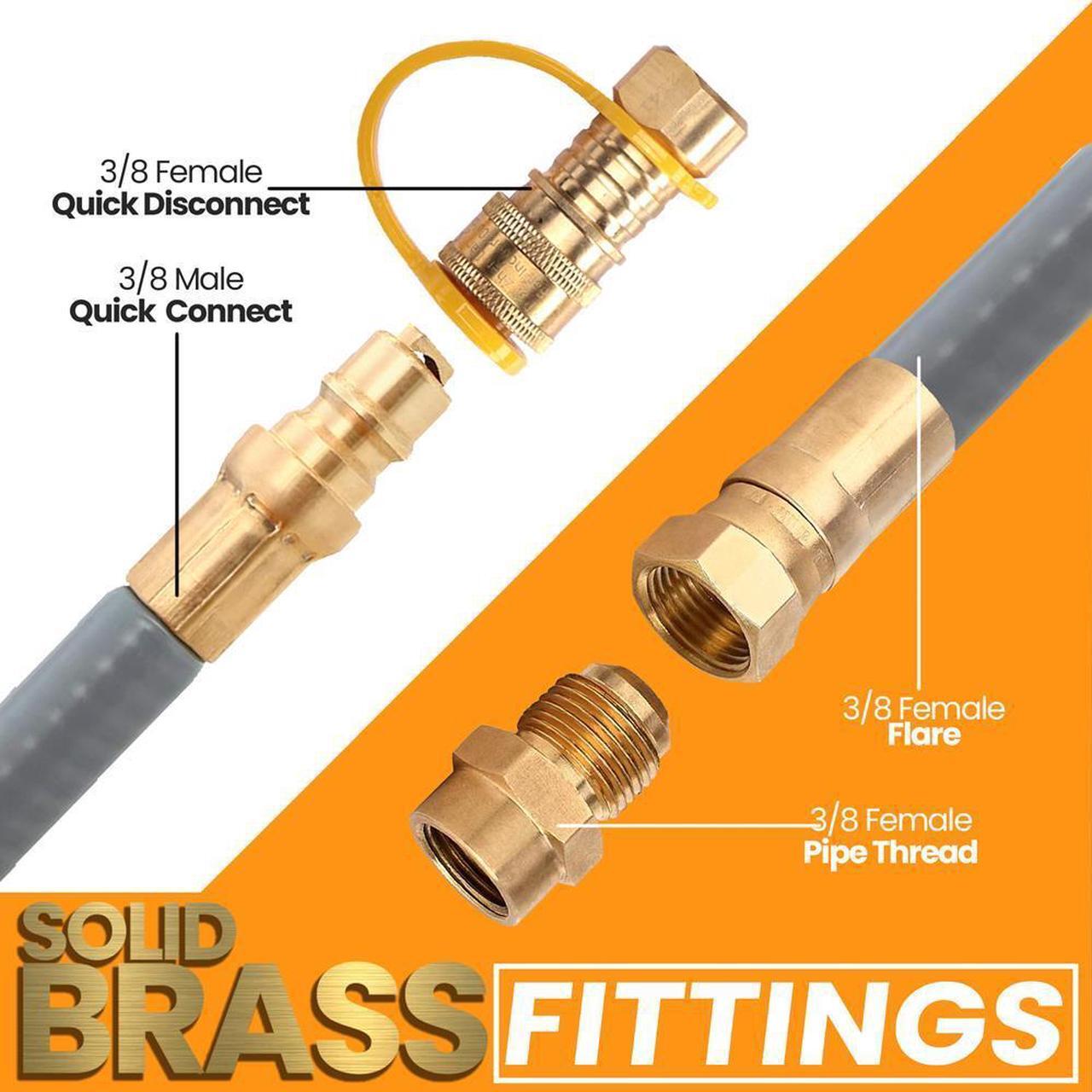 Alt view image 2 of 7 - SereneLife 10-Foot Natural Gas Hose with Quick Connect Fittings - Conversion Kit, For Models: SLFPBAL, SLFPLG9, SLFPCN56, SLFPCN42, SLCNX76