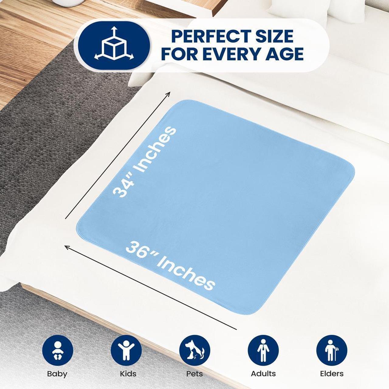 Alt view image 7 of 7 - SereneLife Reusable Underpads - Incontinence Pads, Super Absorbent Protection for Pets, Kids, and Adults, Bed Covers, Puppy Training (Matte Blue)