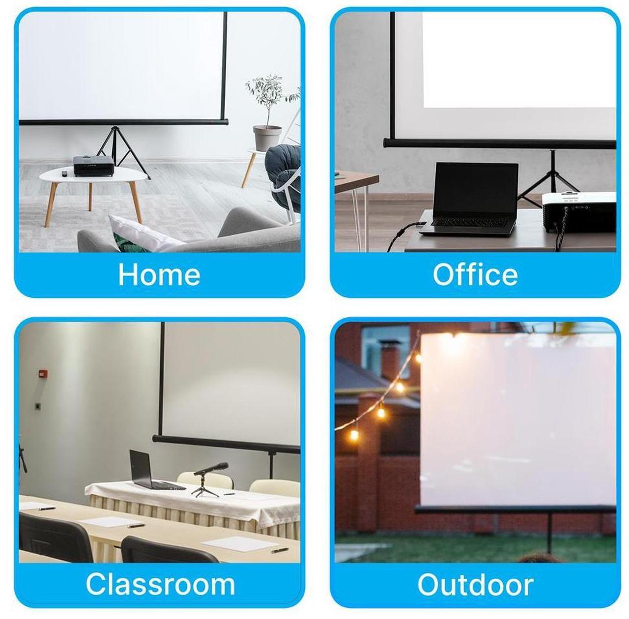 Alt view image 4 of 7 - Pyle 120-Inch Tripod Projector Screen - Floor Standing, Portable Fold-Out Roll-Up Manual Screen, 4:3 Aspect Ratio