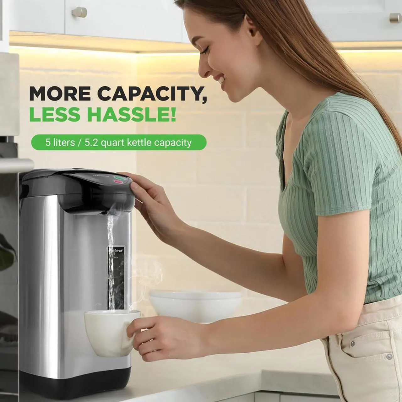 Alt view image 7 of 7 - NutriChef 5-Liter Electric Water Boiler & Warmer - Digital Hot Pot Kettle with 5 Temperature Settings, Safety Lock
