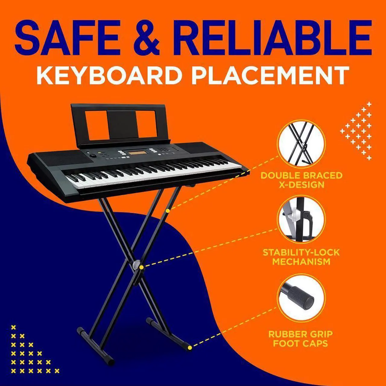 Alt view image 7 of 7 - Pyle Electronic Keyboard Stand - Digital Piano Keyboard Mount Holder, Height Adjustable