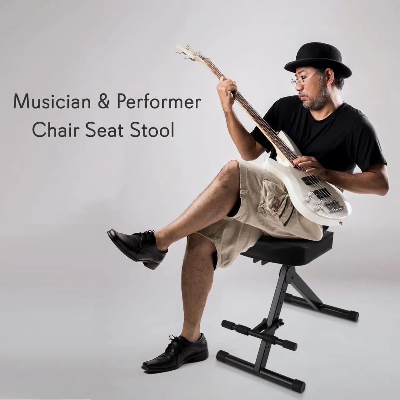 Alt view image 3 of 7 - Pyle Musician & Performer Chair Seat Stool  Adjustable Height Foot Rest, Seat & Backrest Cushion, Foldable Design