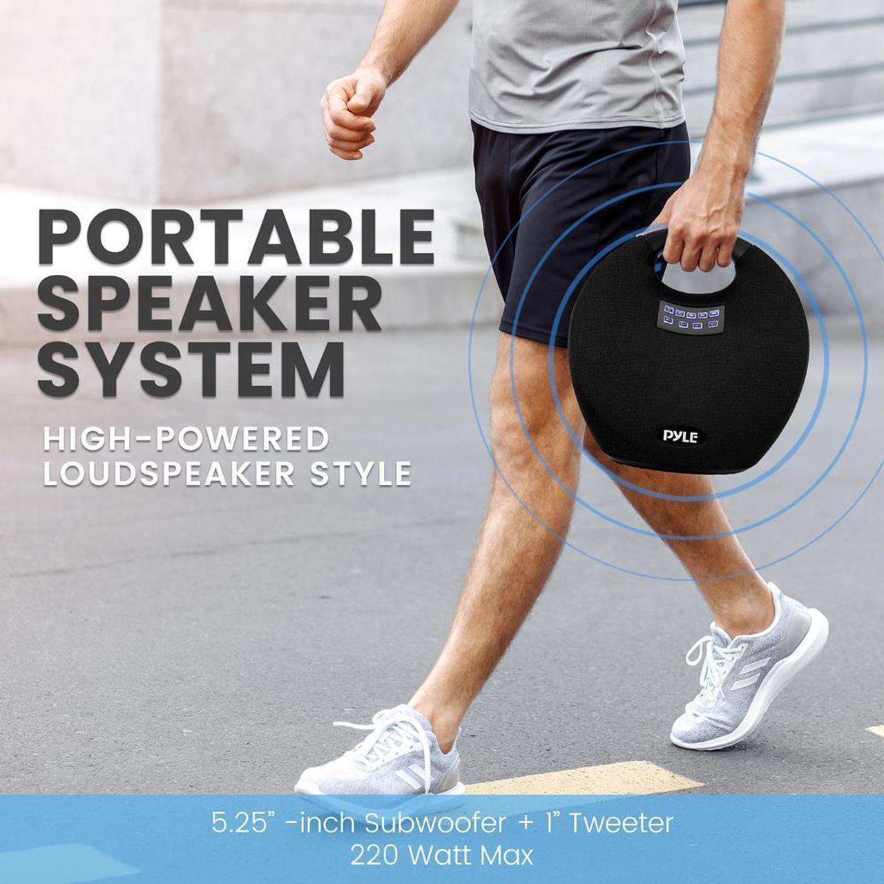 Alt view image 5 of 7 - Pyle 5.25 Portable Wireless BT Streaming Speaker - Portable Audio Speaker, with Built-in Rechargeable Battery, Waterproof, Wireless Microphone, Clear Sound Performance, TWS/MP3/USB (220 Watt MAX)