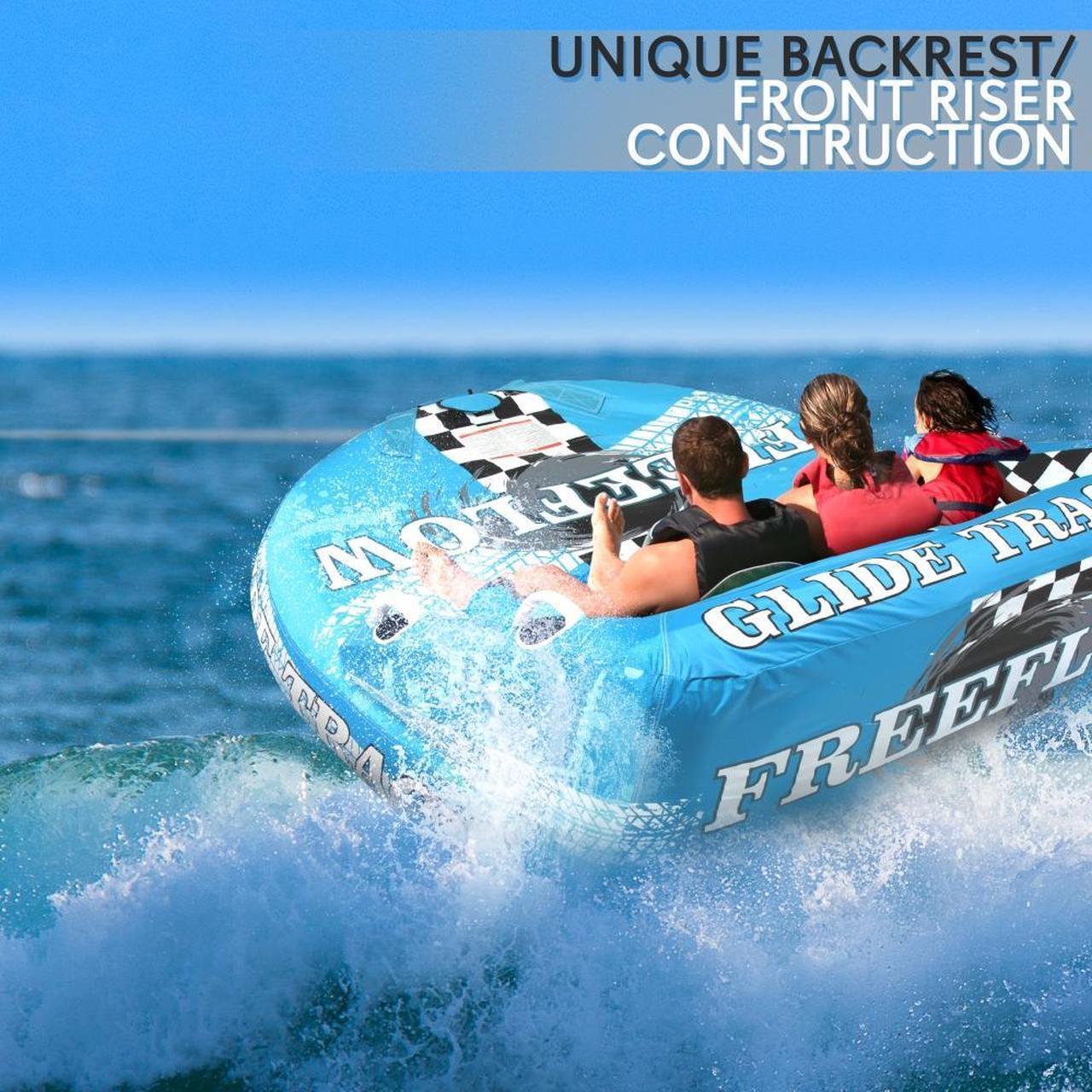 Alt view image 3 of 7 - SereneLife Inflatable Towable Tube for Boating, Front & Back Tow Points, EVA Foam Pads, Multiple Handles, 3 Rider Capacity