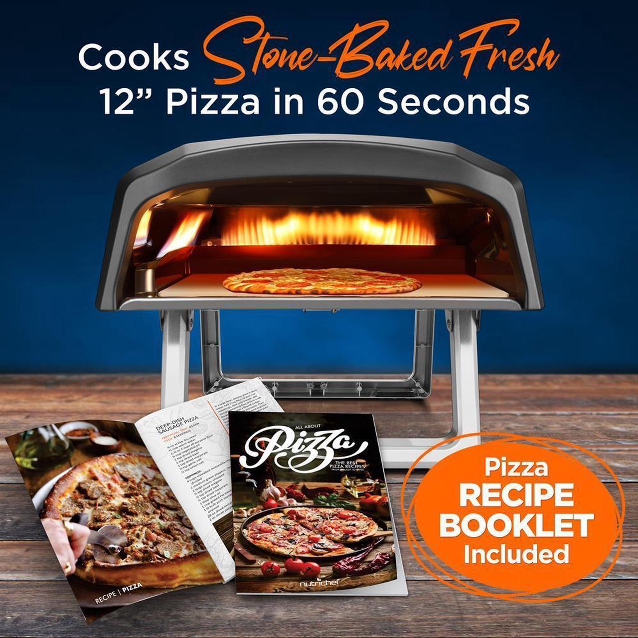Alt view image 7 of 7 - NutriChef Portable Outdoor Pizza Oven, Gas-Fueled, Foldable Feet, Includes Pizza Stone and Regulator with Hose - 932°F Max Temp
