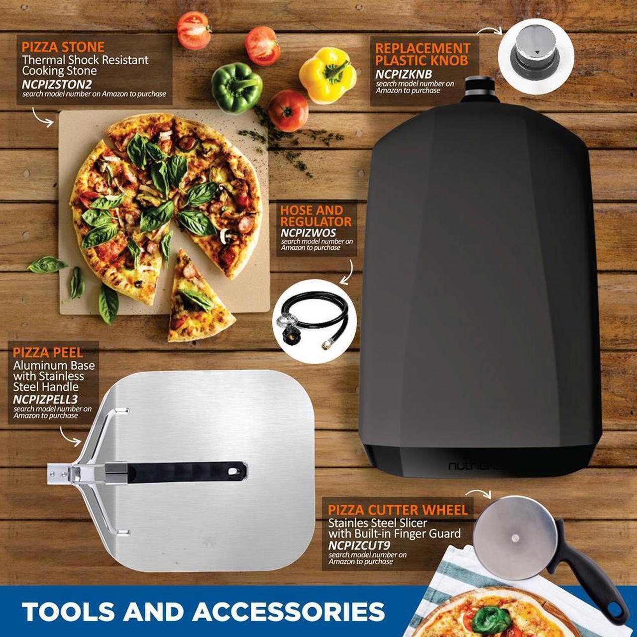 Alt view image 3 of 7 - NutriChef Portable Outdoor Pizza Oven, Gas-Fueled, Foldable Feet, Includes Pizza Stone and Regulator with Hose - 932°F Max Temp
