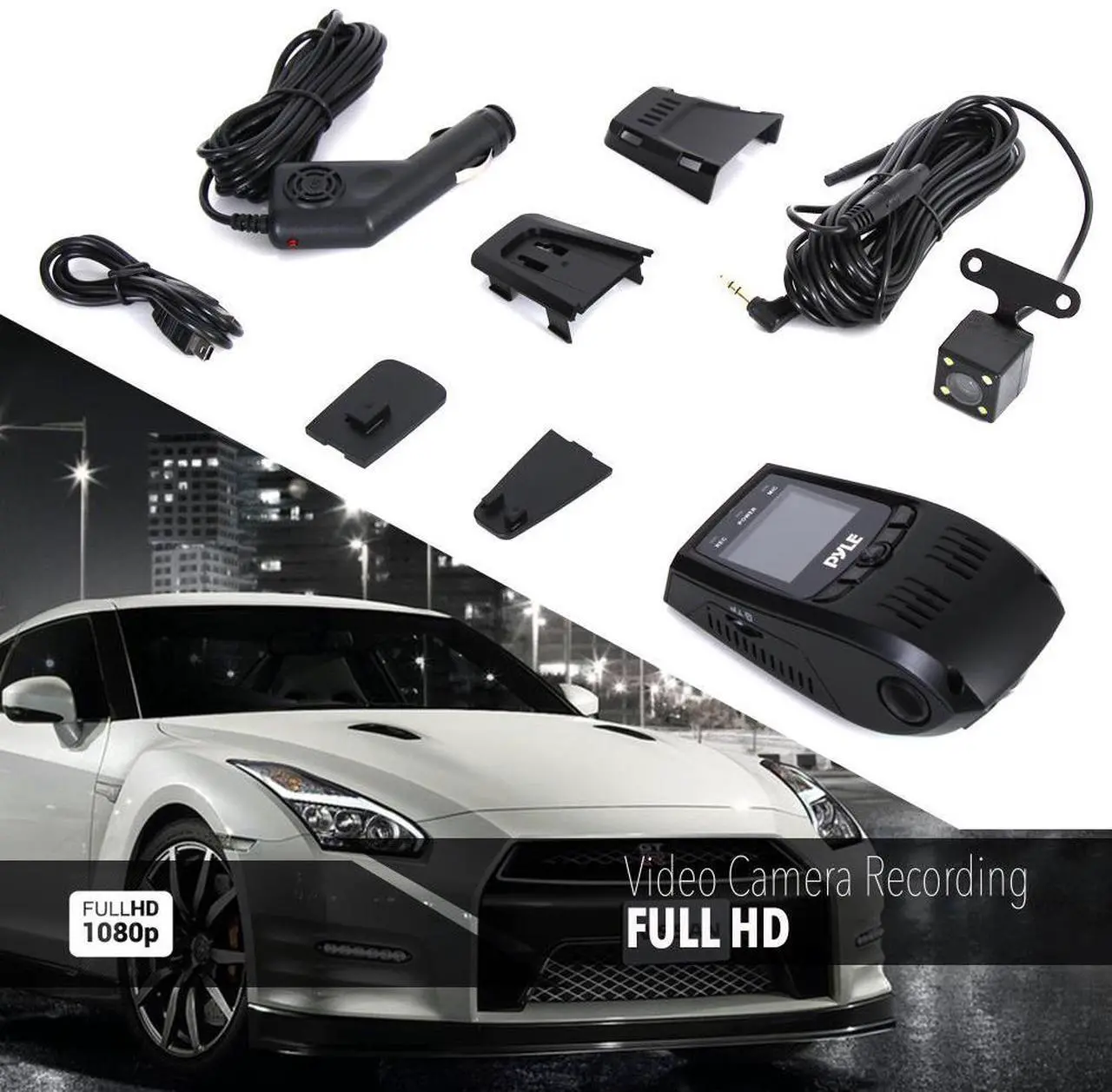 Alt view image 4 of 7 - Pyle Dual Camera Car Dash Cam & Waterproof Backup Camera  1080p HD DVR Video Recorder with 1.5" Display & G-Sensor (PLDVRCAM74)