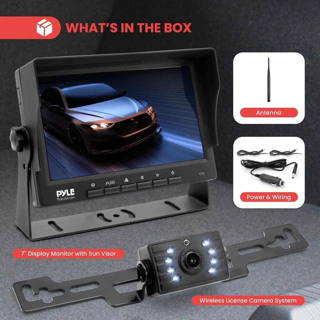 Alt view image 2 of 7 - Pyle 7 1080p HD Digital Wireless Backup Camera System  Waterproof License Plate Rearview Cam with Night Vision & IPS Monitor for RV, Truck, Bus, or Trailer (PLCMRV77WP)