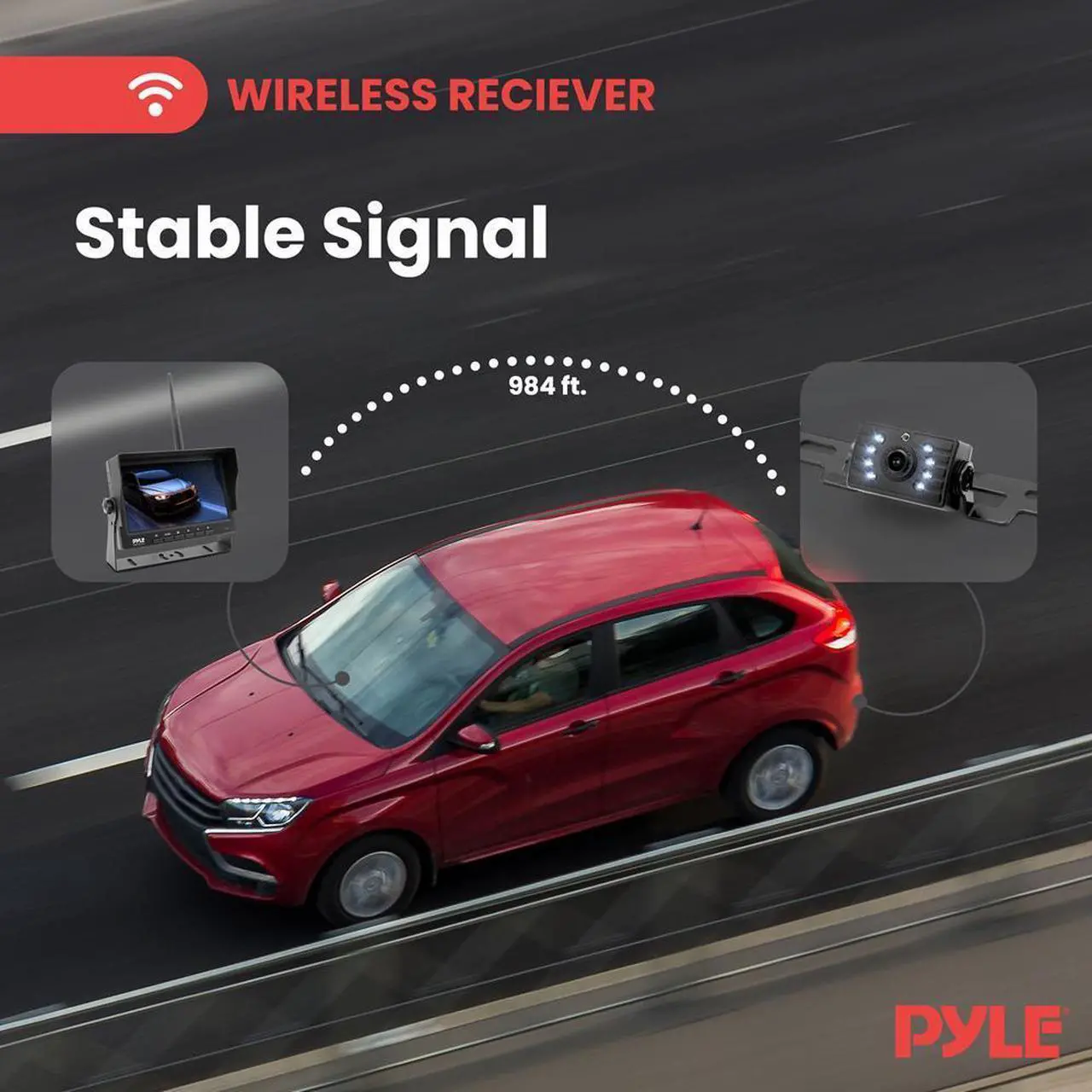 Alt view image 6 of 7 - Pyle 7 1080p HD Digital Wireless Backup Camera System  Waterproof License Plate Rearview Cam with Night Vision & IPS Monitor for RV, Truck, Bus, or Trailer (PLCMRV77WP)