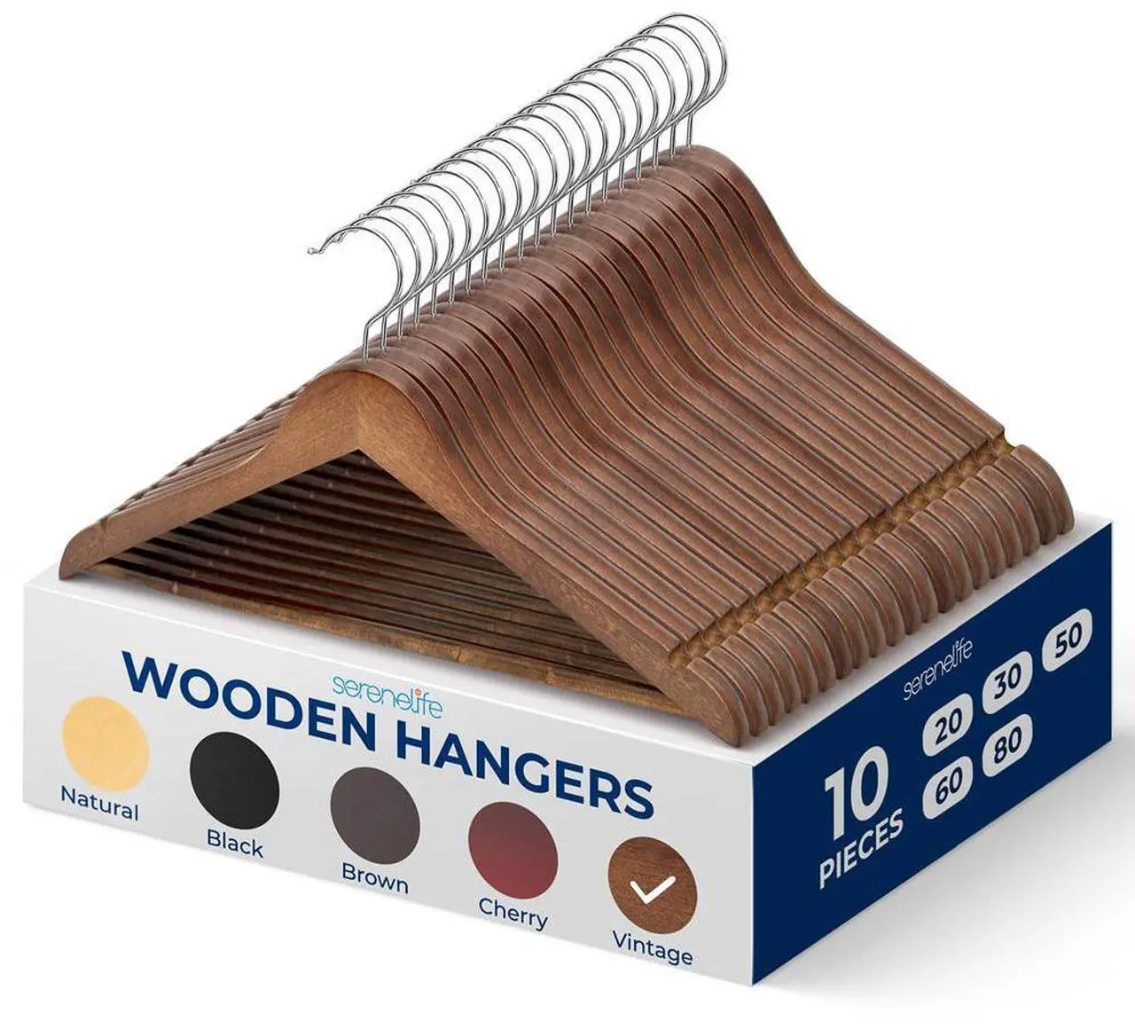 SereneLife Wooden Hangers - Thumbnail 2